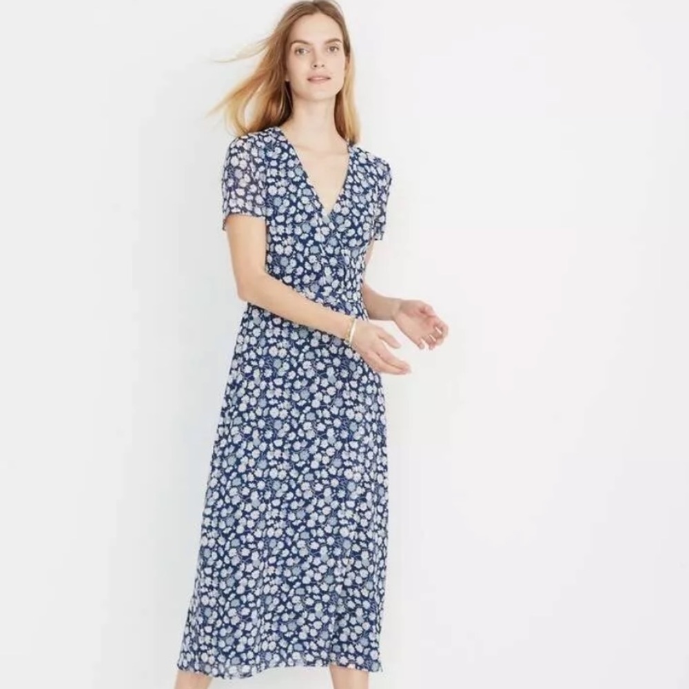 Madewell Wrap-Front Midi Dress in French Floral